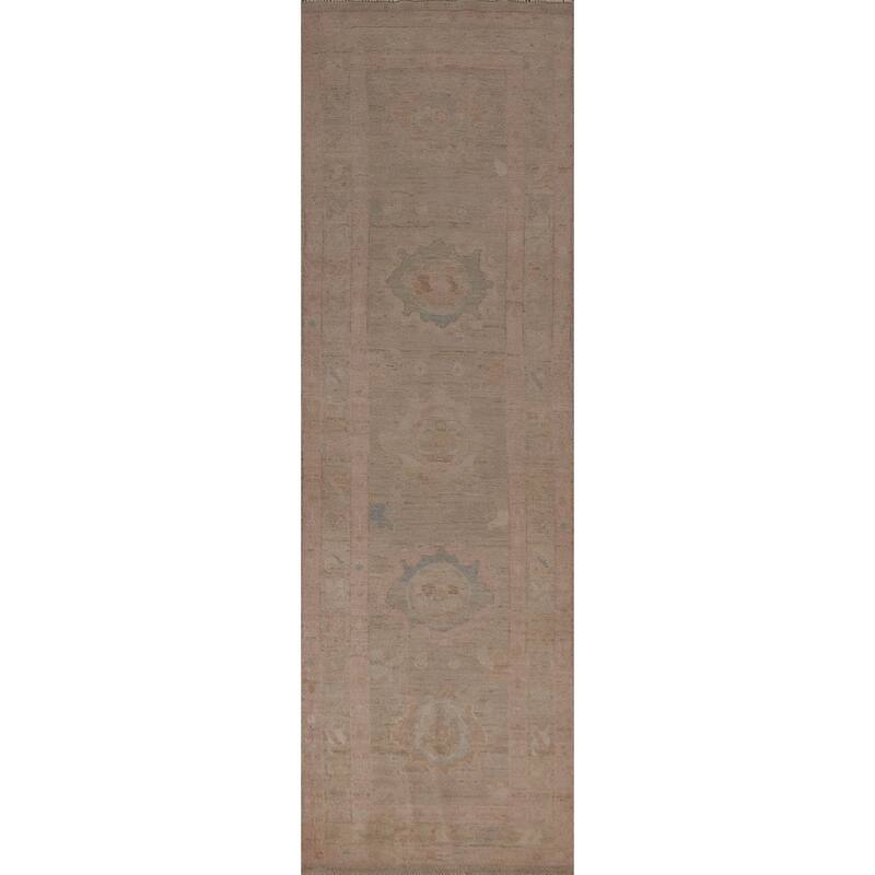 Oushak Oriental Runner Rug Hand-knotted Vegetable Dye Wool Carpet - 2'6"x 9'8"