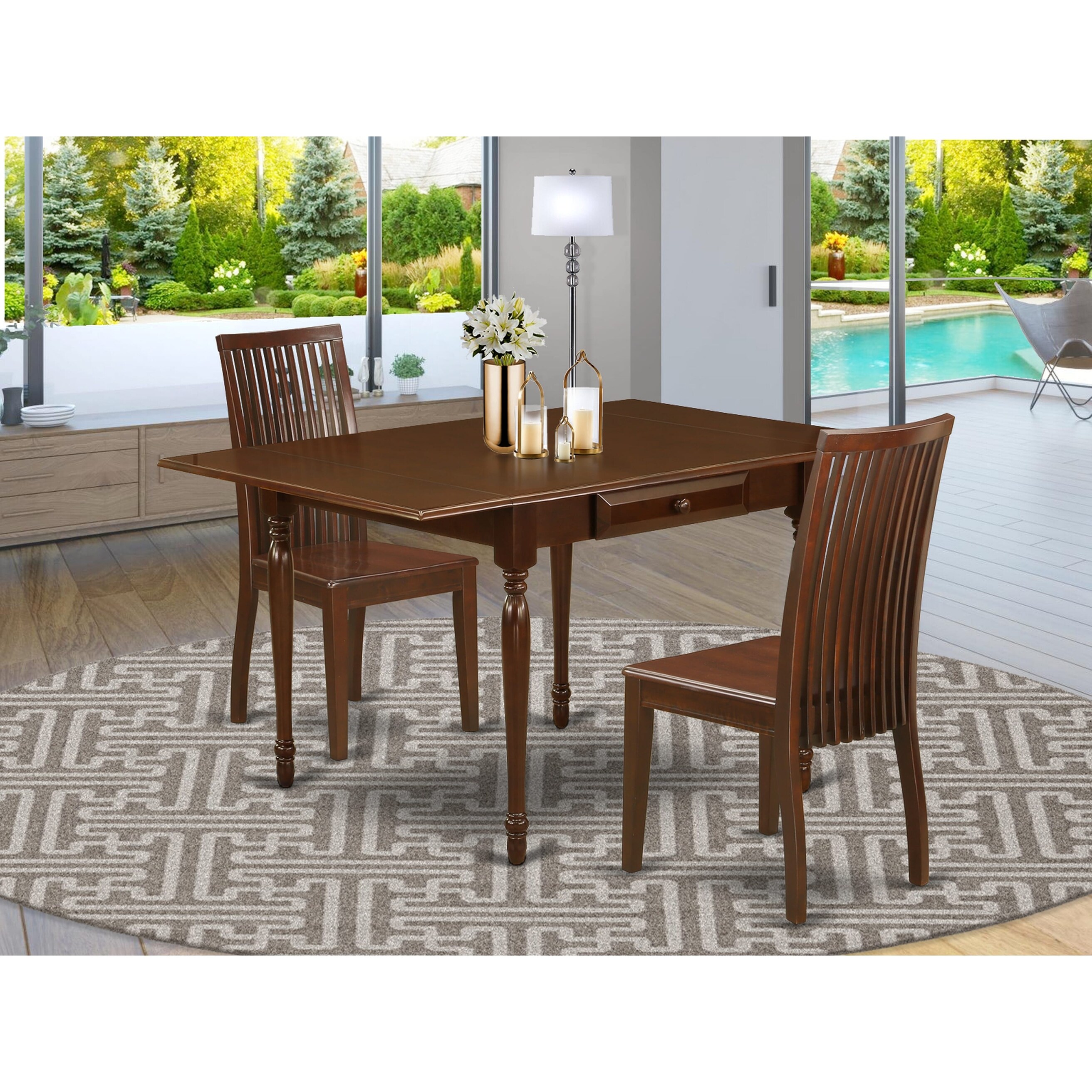 Mahogany dining best sale table upholstered chairs