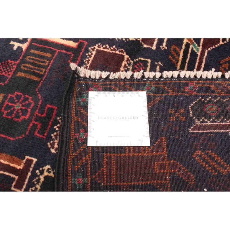 ECARPETGALLERY Hand-knotted Rare War Dark Navy Wool Rug - 2'10 x 4'9