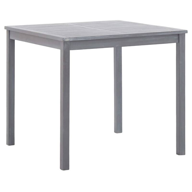 31.5 in. Sanded Gray Square Wood End Table with Slatted Design