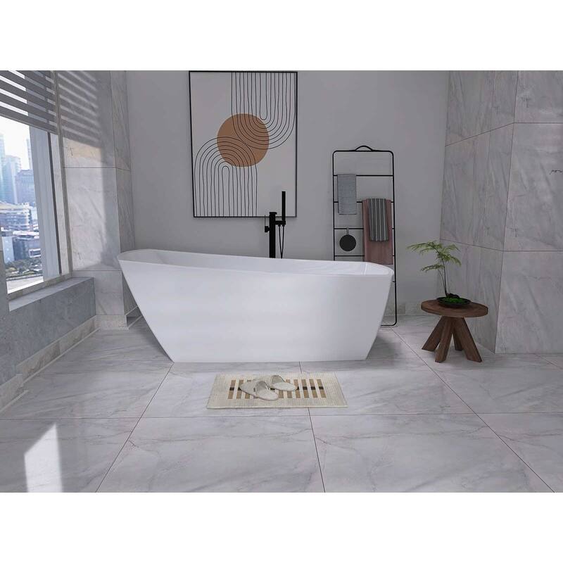 Peter Soaking Single Slipper Rectangular Bathtub in Glossy White
