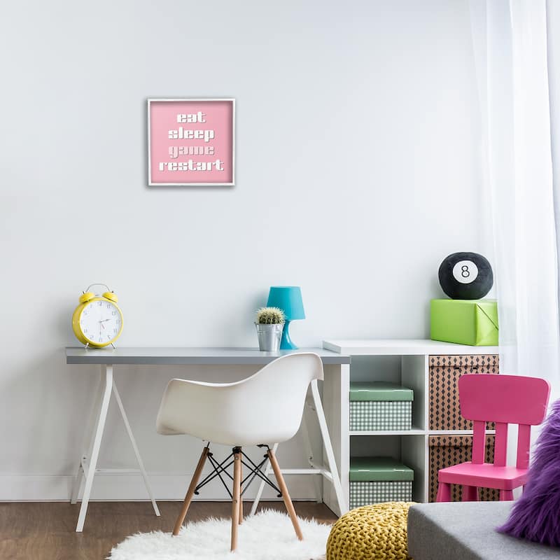 Stupell Gamer Phrases on Pink Framed Giclee Art Design By Yass Naffas Designs