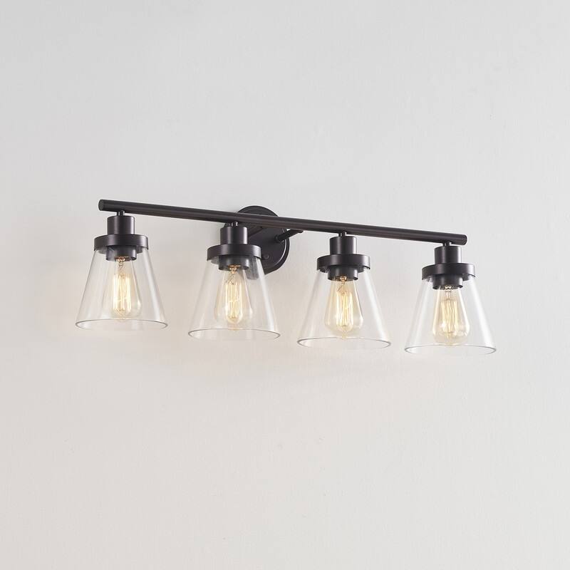 KAWOTI 30.6 inch 4-Light Bathroom Vanity Light with Bell Glass Shade