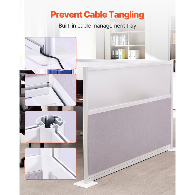 2-Pack Freestanding Office Partition 72"x48" Cubicle Walls - 72 x 7.8 x 48 in