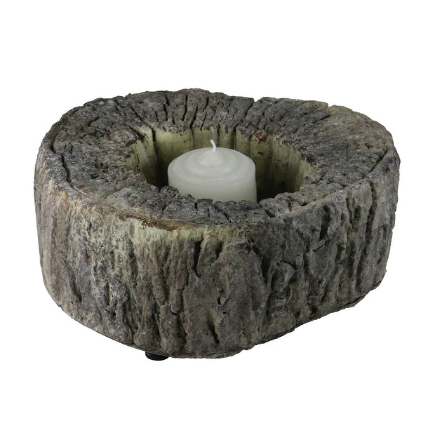 6.75" Eye-Catching Textured and Rustic Woodland Tree Trunk Candle Holder - N/A