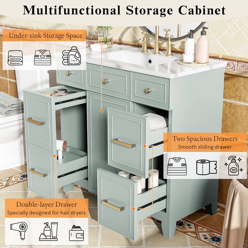 Sophisticated Bathroom Vanity with Abundant Storage and Durable Construction