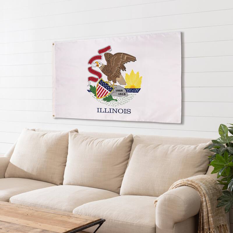 State of Illinois Double Sided Estate Flag w/ 2 Grommets, 3'x5'