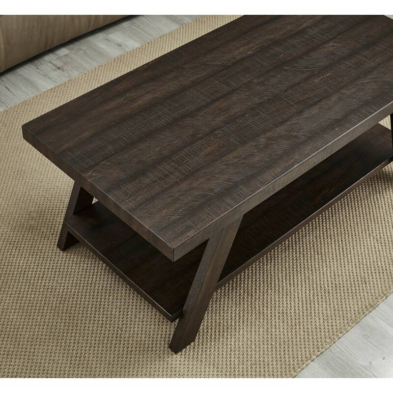 Modern Storage 3-Piece Coffee Table Set with Shelf and Splayed Legs for Living Room