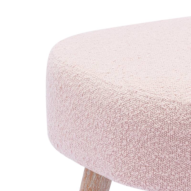 Boucle Polyester Upholstered Ottoman - Stain Resistant
