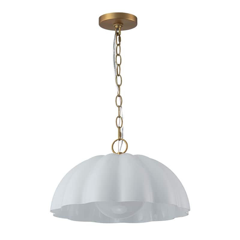 Modern Milk Glass Pendant Light Fixtures Gold Kitchen Island Light - White - W15.98"