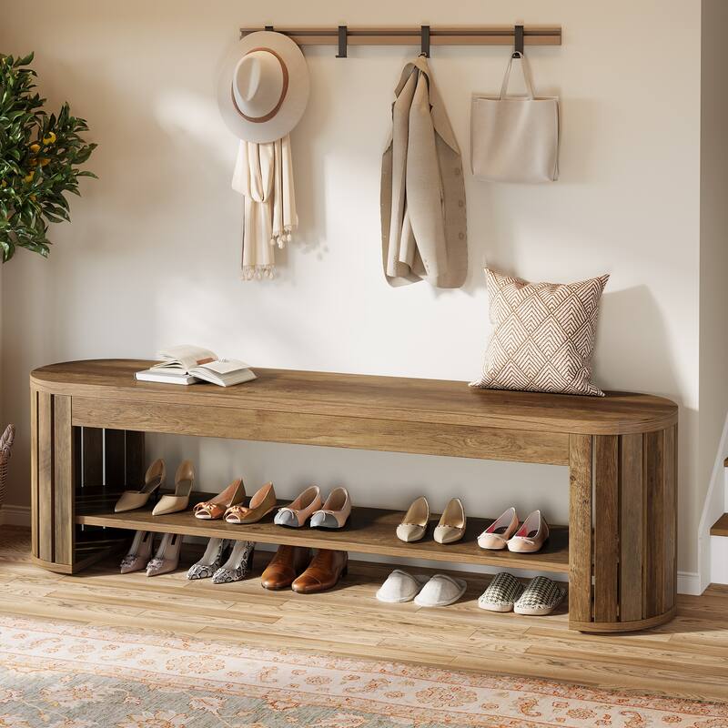 Wood Entryway Shoe Bench, Shoe Storage Bench, Bedroom Entrance Living Room End of Bed Stool Accent Bench