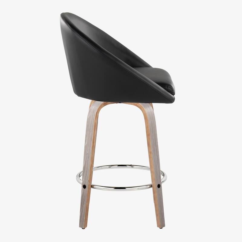 Carson Carrington Livesey High Back 26" Fixed-Height Counter Stool with Bent Wood Legs & Round Footrest (Set of 2)