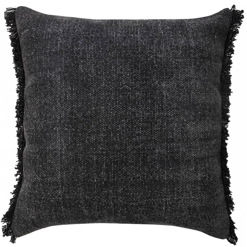 Power Loomed Solid Cotton Throw Pillow Cover - 20" - Jet Black