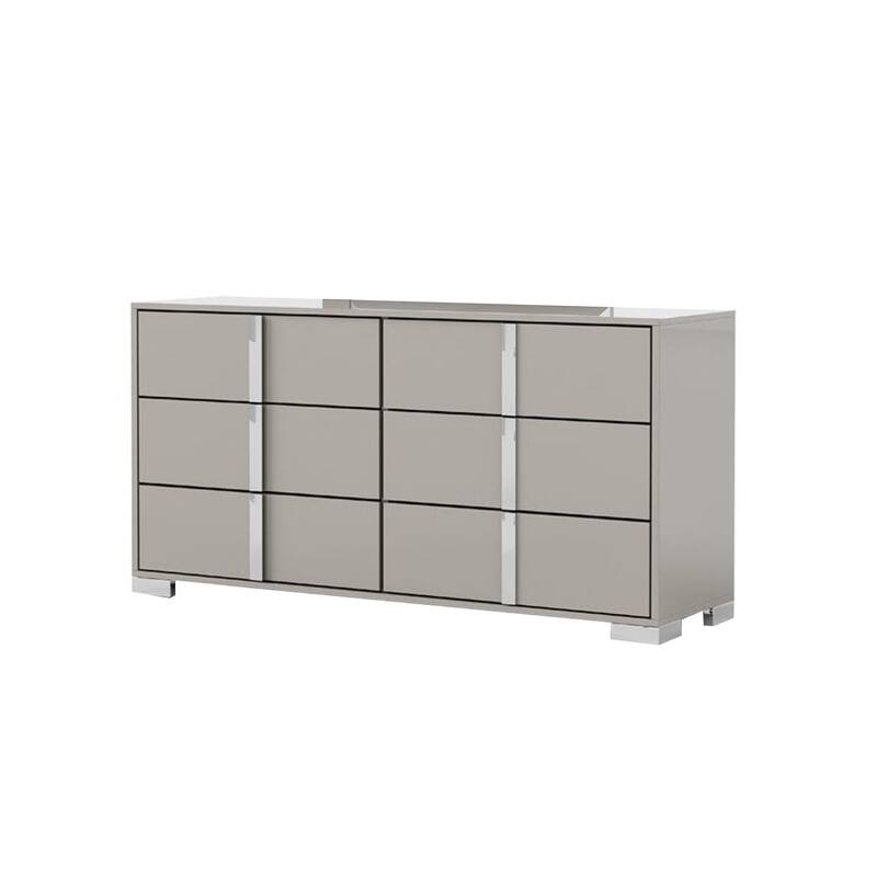 Suni Wide Dresser, Light Taupe Wood with UV Finish, 6 Drawers