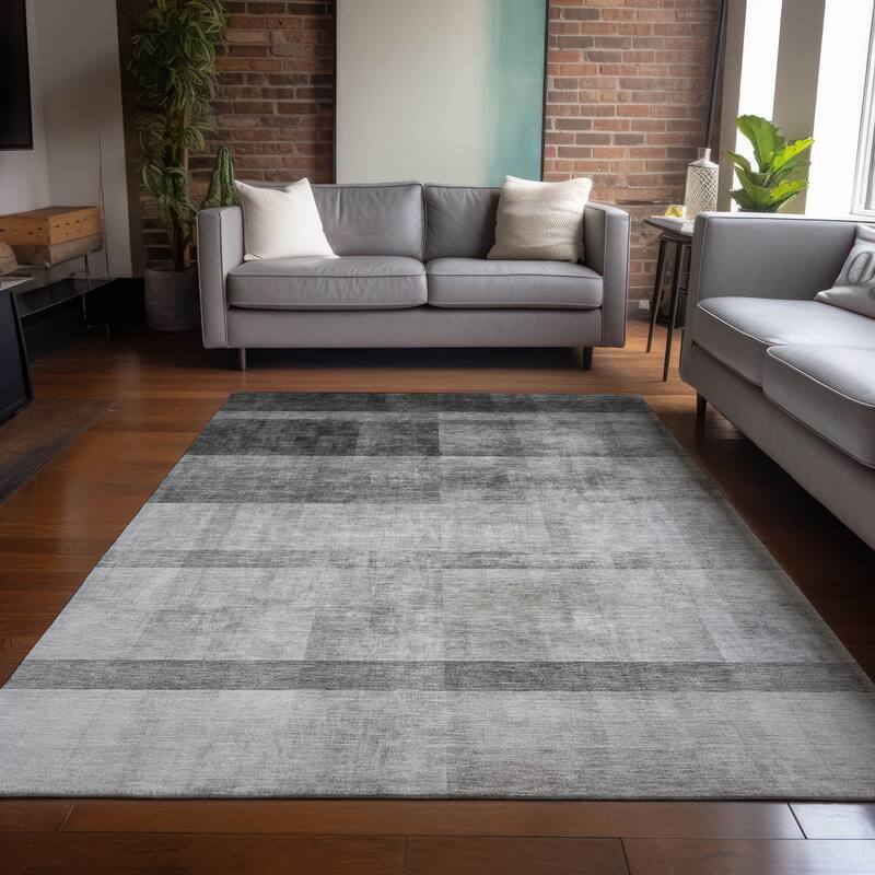 Machine Washable Indoor/ Outdoor Modern Abstract Chantille Rug