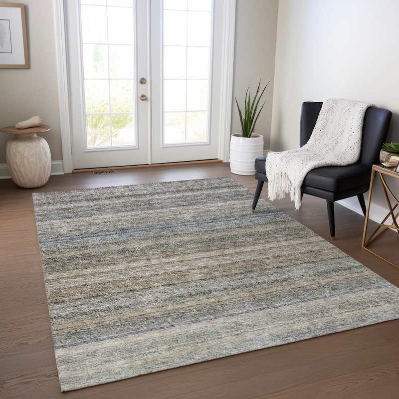Machine Washable Indoor/ Outdoor Ombre Solid Chantille Rug - Taupe - 8' x 10'