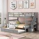 preview thumbnail 1 of 8, Stairway Full-Over-Full Bunk Bed with Twin size Trundle, Storage and Guard Rail for Bedroom, Dorm - Gray