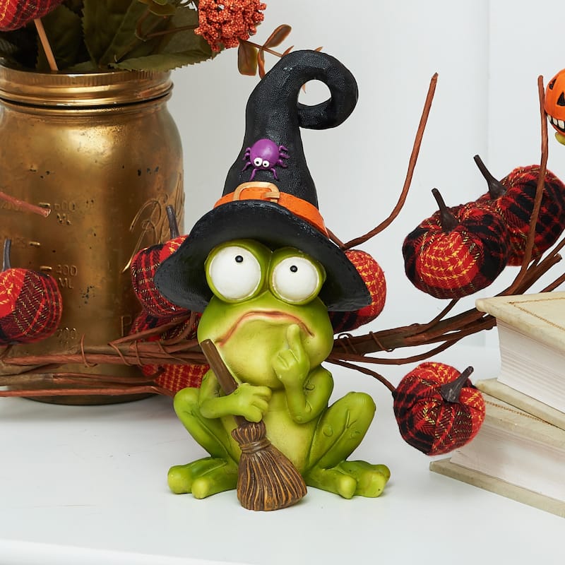 Frog with Witch Hat Halloween Figure Decoration