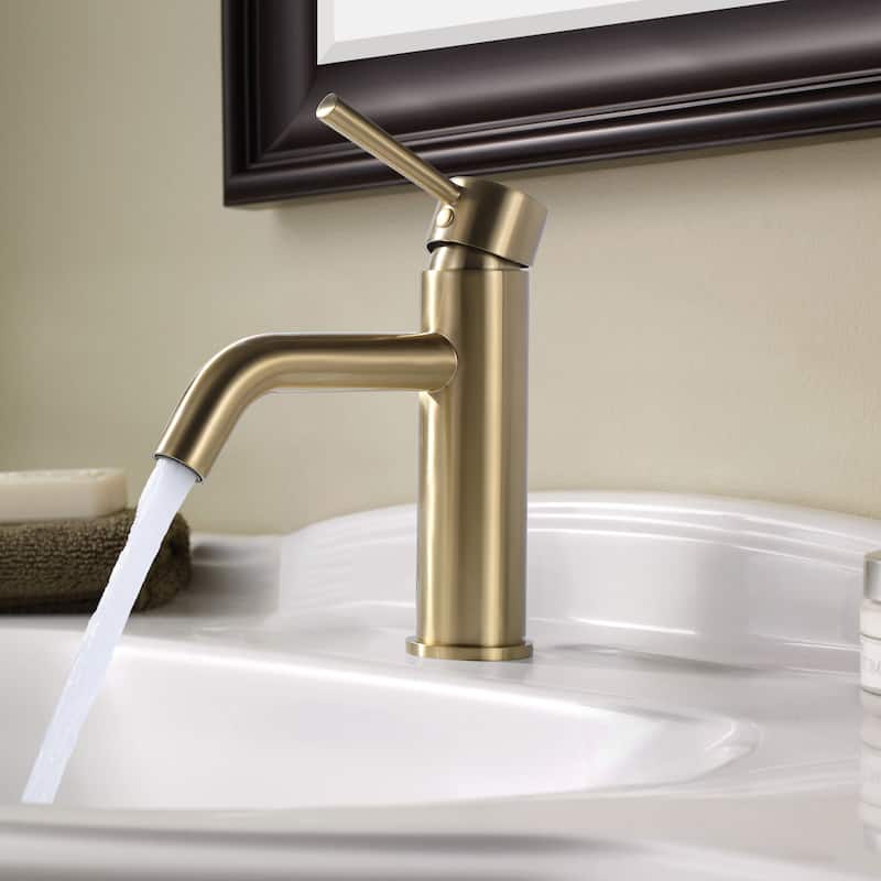 Single Handle Bathroom Sink Faucet, Bathroom Vanity Basin Faucet - Brushed Gold