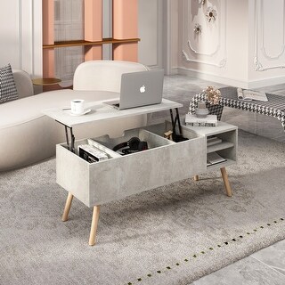 Solid wood legs Coffee Table Open Storage Shelf - Bed Bath & Beyond ...
