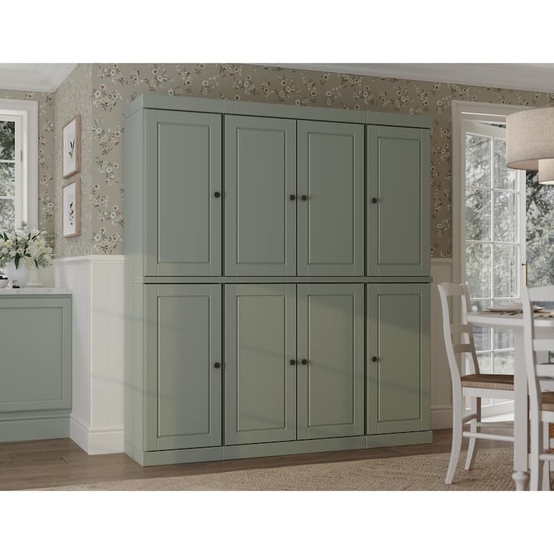 Palace Imports 100% Solid Wood 65" Kitchen China Pantry Cabinet - 65" x 71.5" - Sage - Solid