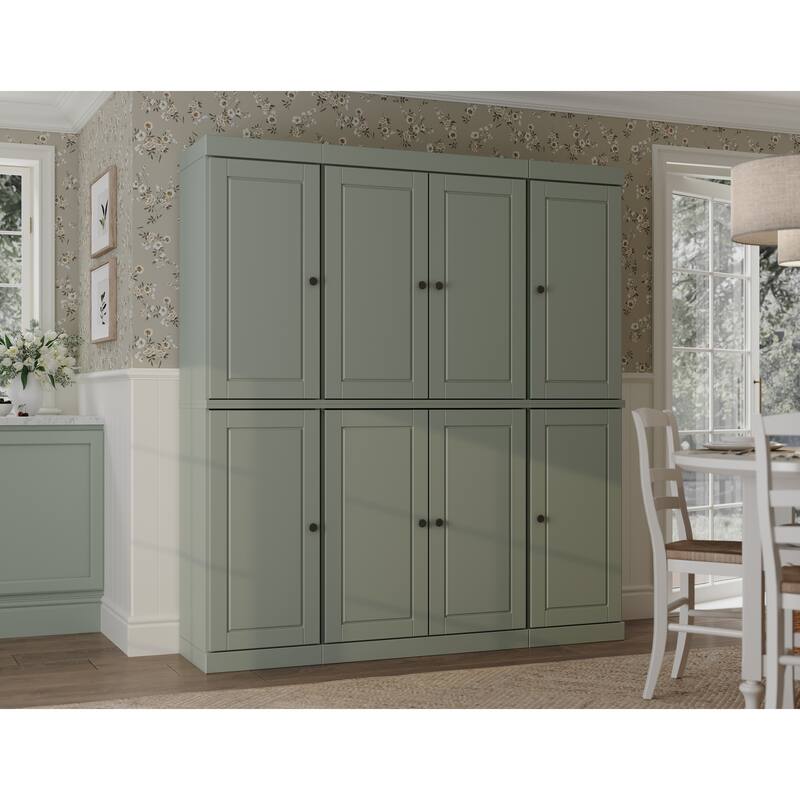 Palace Imports 100% Solid Wood Pantry Cabinet, Raised Panel Doors, Adjustable Shelves, 65" Wide, 71.5" Tall - 65" x 71.5" - Sage