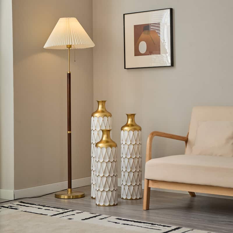 Floor Metal Vase Modern Style Droplet Shaped White Metal Vase 3-Piece Set Gorgeous Home Decoration Large Glazed Metal Vase