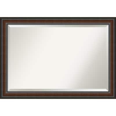 Beveled Wood Wall Mirror - Cyprus Walnut Frame - Outer Size: 41 x 29 in