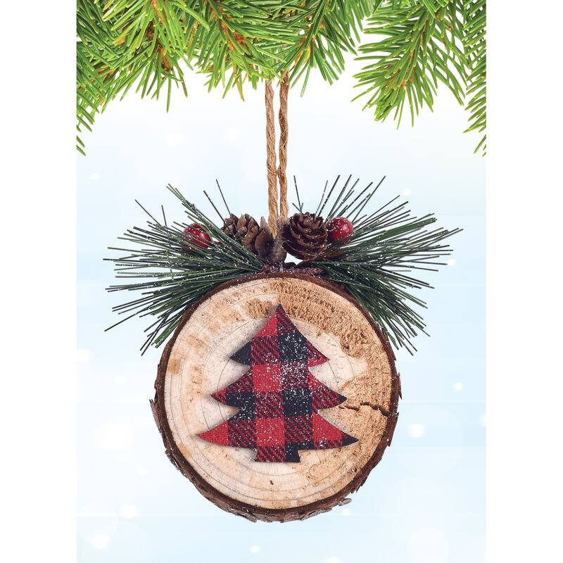 Plaid Tree Ornament, Set of 6