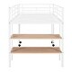 preview thumbnail 11 of 14, Twin Size Metal Loft Bed with Desk and Shelves, Space-Saving Design Children's Bed With Guardrail,Rolling Desk,White
