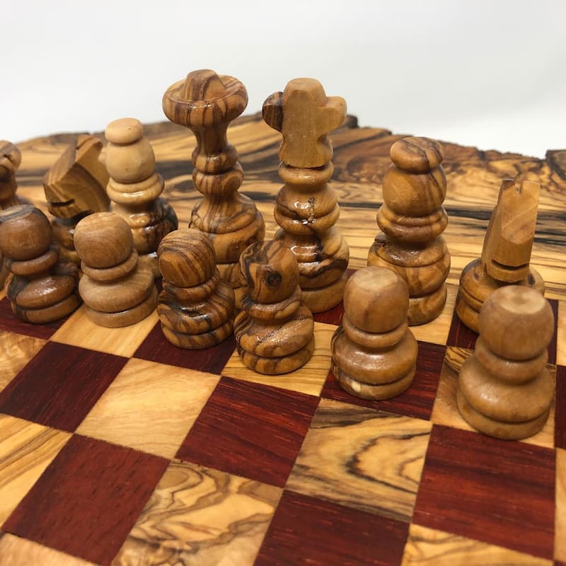 Rustic Red Olive Wood Chess Set- Luxury Edition- Wooden Chess Set - N/A