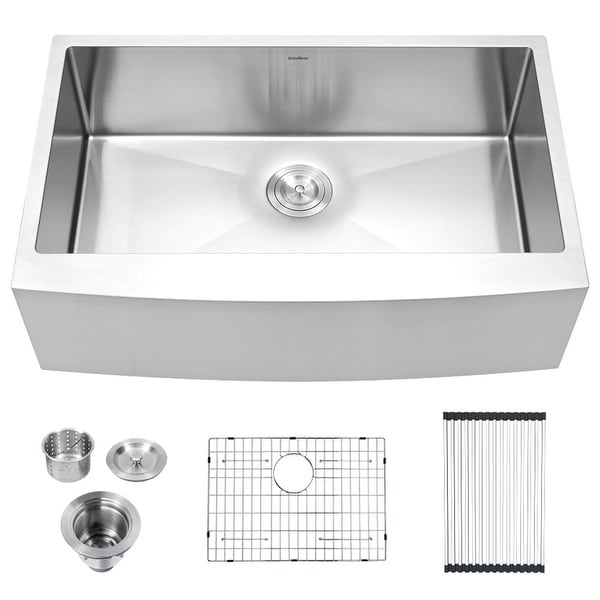 Lordear 33 Inch Farmhouse Kitchen Sink,16 Gauge Stainless Steel Apron Front Single Bowl Farm Kitchen Sink. Opens flyout.
