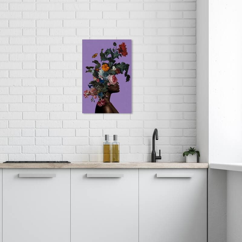Wynwood Studio Canvas Floral and Botanical Floral Crown Portrait Purple and Modern & Contemporary Wall Art Canvas Print - 16 x 24