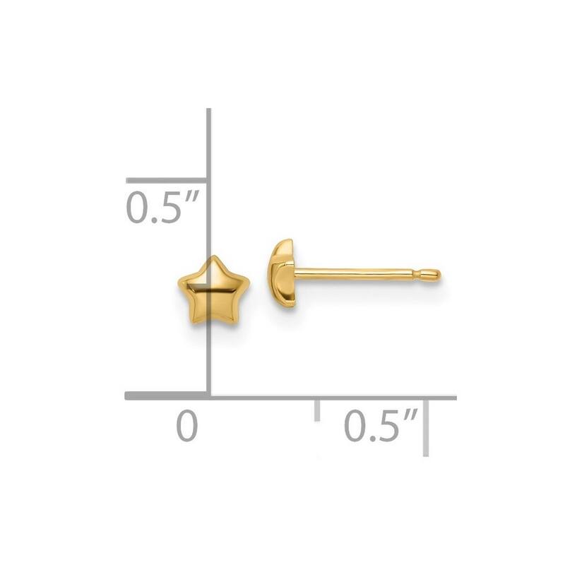 Curata 14k Yellow Gold 4.2mm Very Small Polished Star Post Earrings