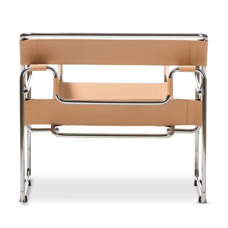 Mid-Century Modern Saddle Leather Accent Chair with Steel Legs