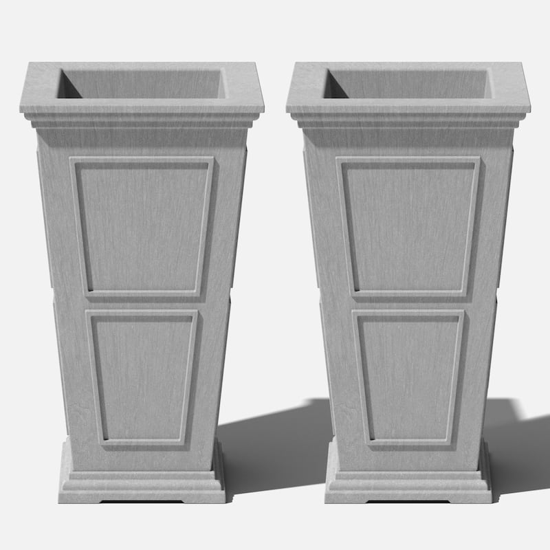 Veradek Brixton Tall 28-inch Planter - 28"H x 16"W x 16"L - 2 Pack - Grey