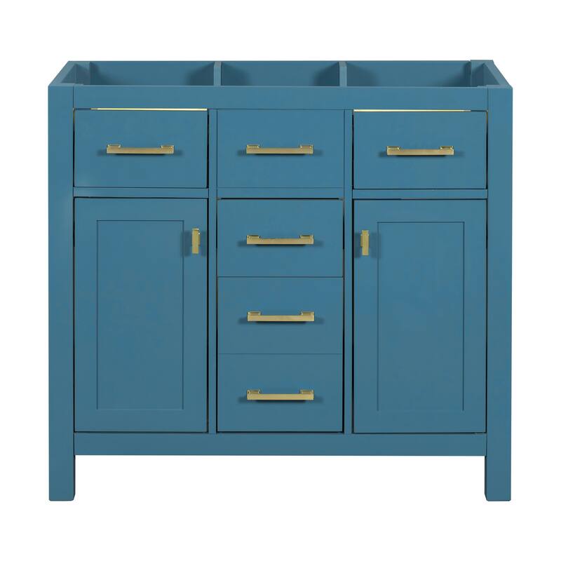 Modern 36 Inch Bathroom Vanity without Sink, Freestanding Single Bathroom Cabinet with 4 Drawers and 2 Cabinet Doors