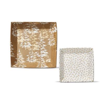 Winter Wonderland Catch All Tray - Decorative Holiday Tray in Gold, Perfect for Winter Decor, 1.3" H x 4" L x 4" W