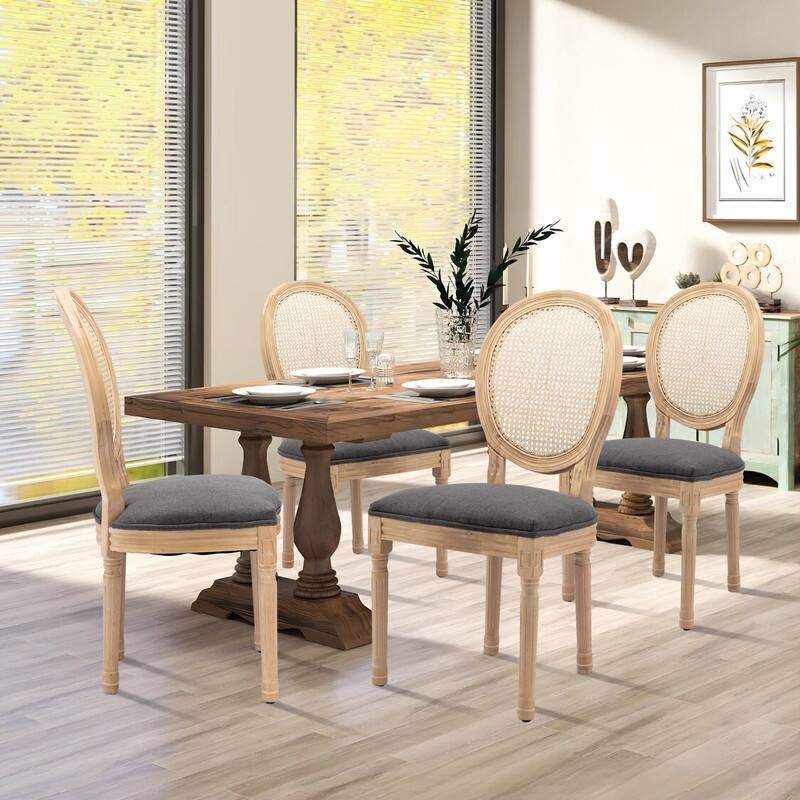 French Chair Dining Chair Solid Wood with Nailhead Trim Set of 2
