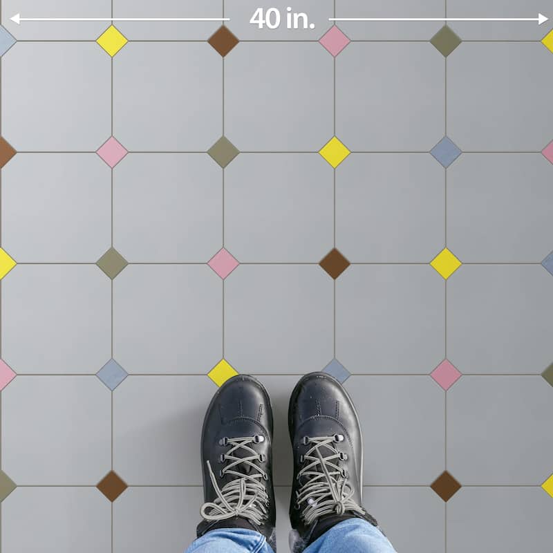 Merola Tile Vaudeville Octagon Humo with Taco Multi 7-7/8" x 7-7/8" Porcelain Floor and Wall Tile