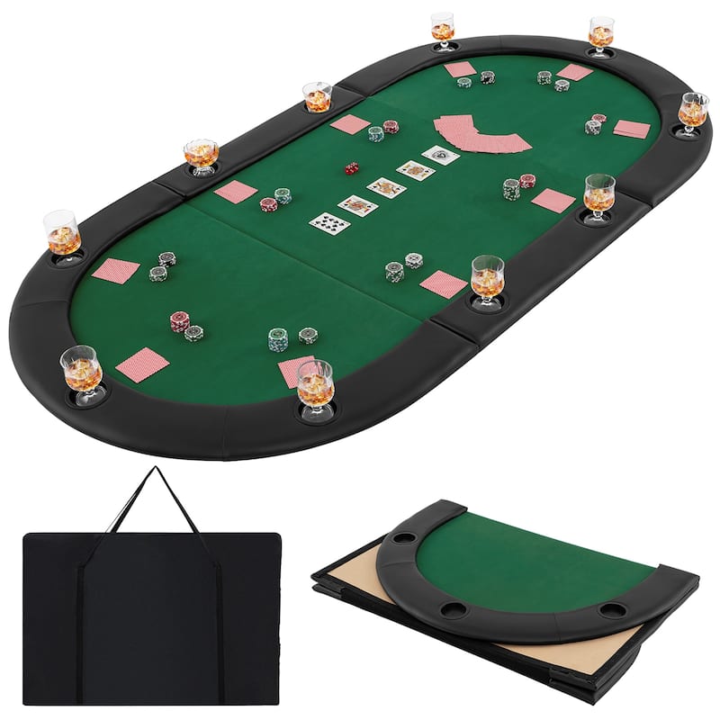 Gymax 84'' x 42'' 10-Player Foldable Padded Poker Table Top w/ - Green