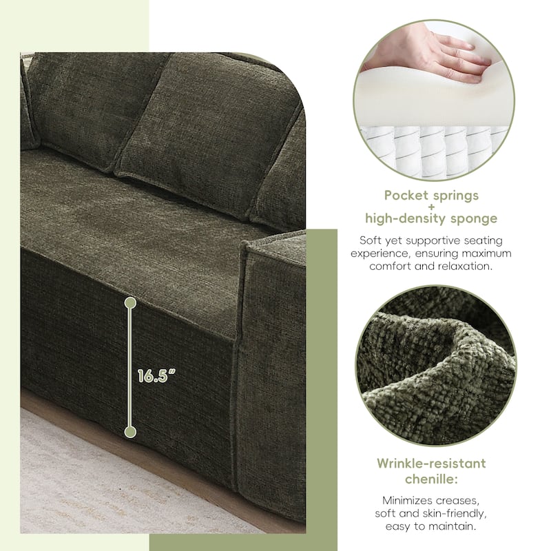 Modular L Shaped Sectional Sofa Floor Couch Chenille Upholstered Sofa