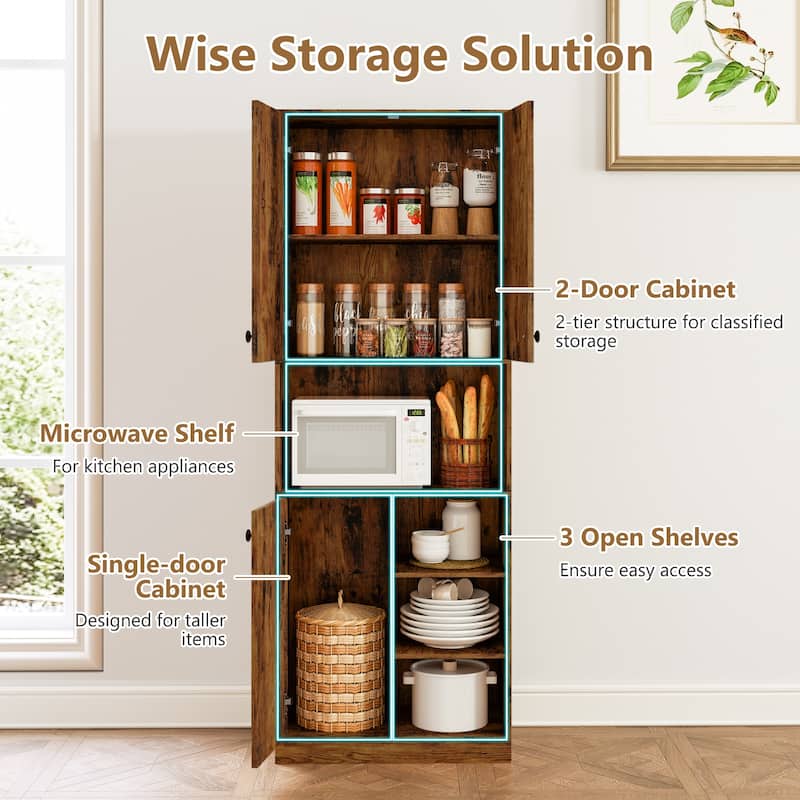 Costway Kitchen Pantry Storage Cabinet 65.5" Tall Modern Hutch Cabinet - See Details