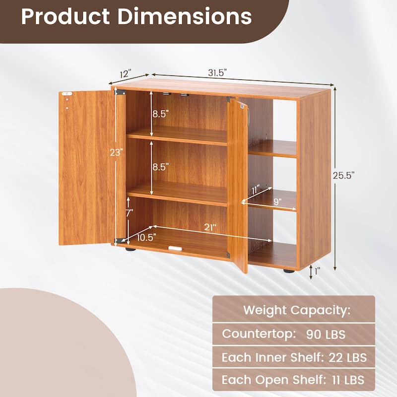 Costway 3-Tier Wooden Shoe Storage Organizer with Doors & 3-Level - See Details