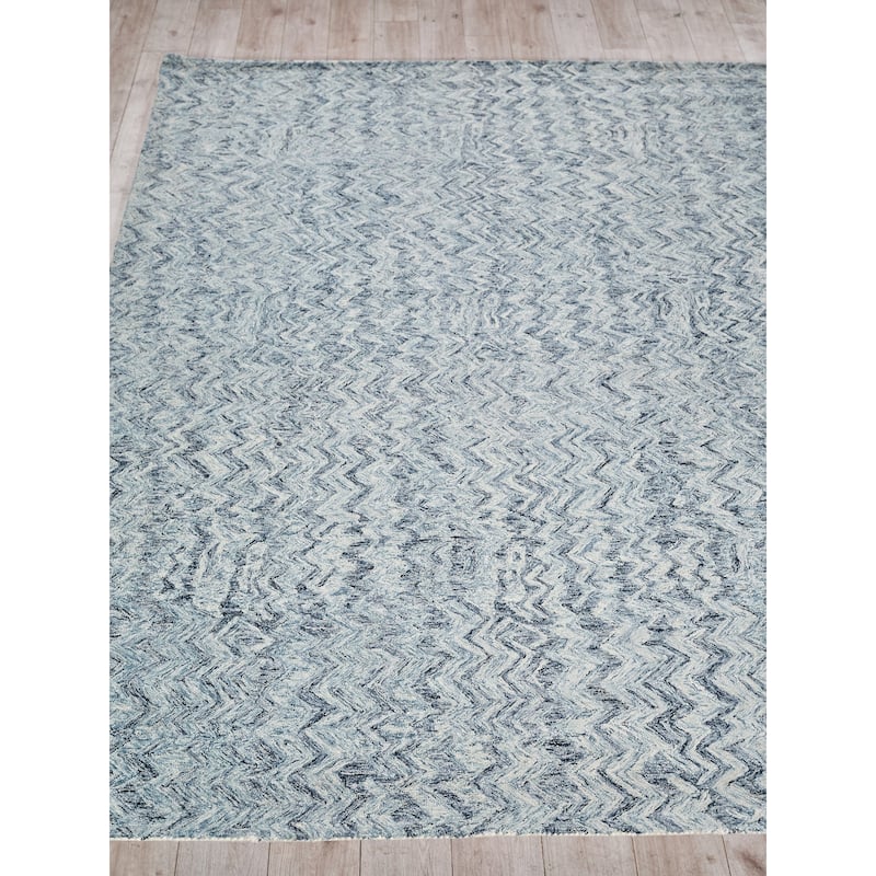 Exquisite Rugs Veneta Handmade Hand-tufted New Zealand Wool on Canvas Blue Area Rug