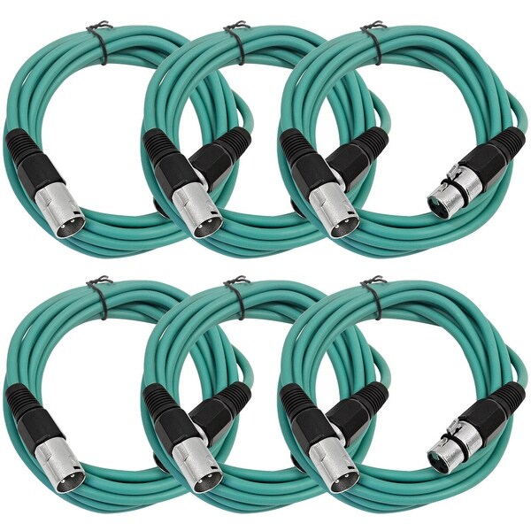 SEISMIC AUDIO (6 PACK) Green 10' XLR Microphone Cables