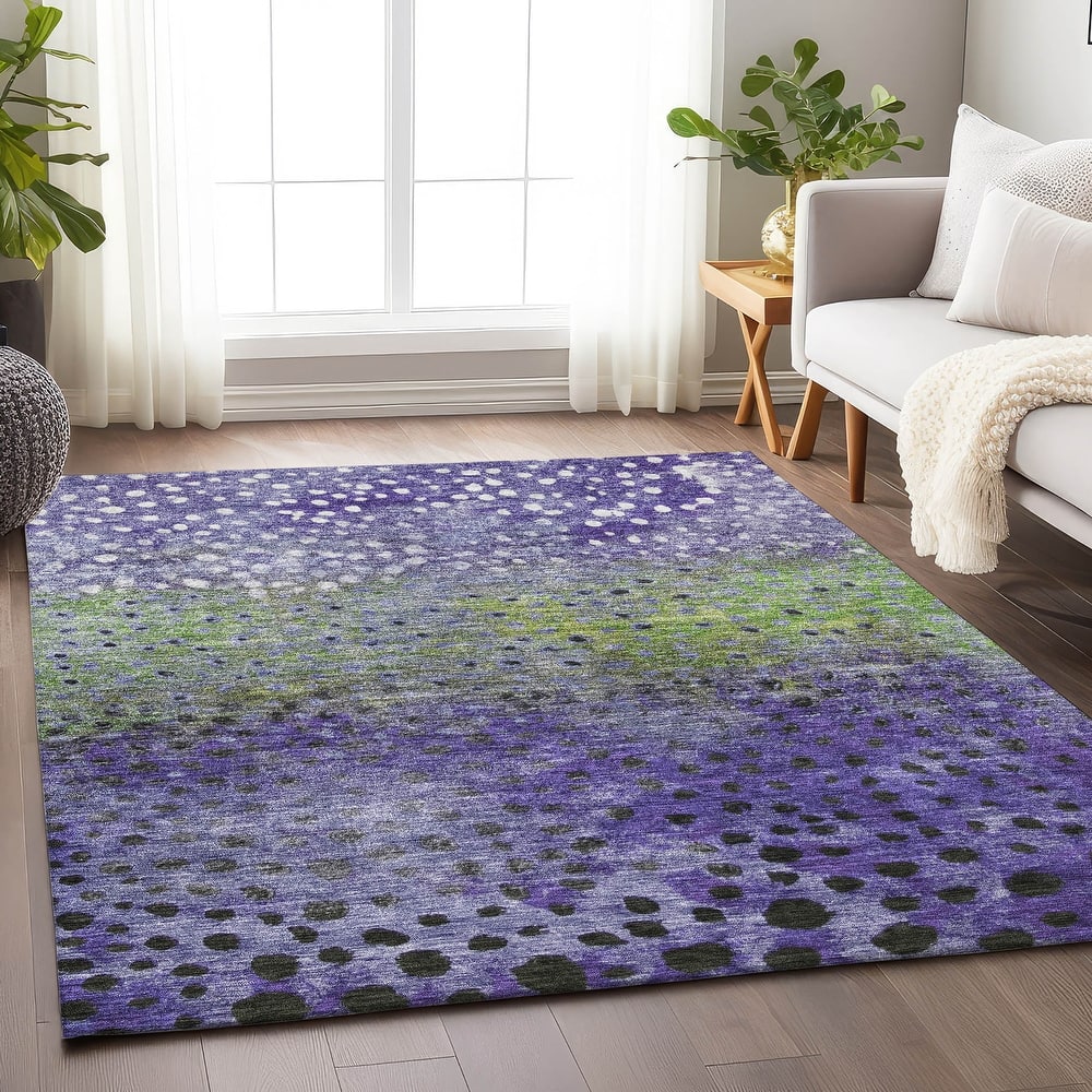 Machine Washable Indoor/ Outdoor Abstract Modern Chantille Rug