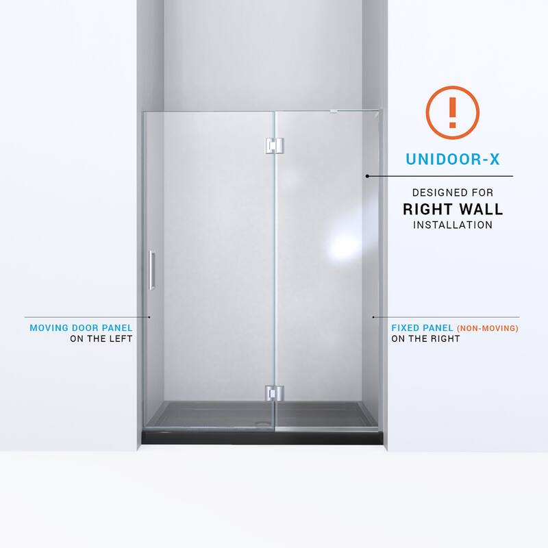DreamLine Unidoor-X 53 in. W x 72 in. H Frameless Hinged Shower Door