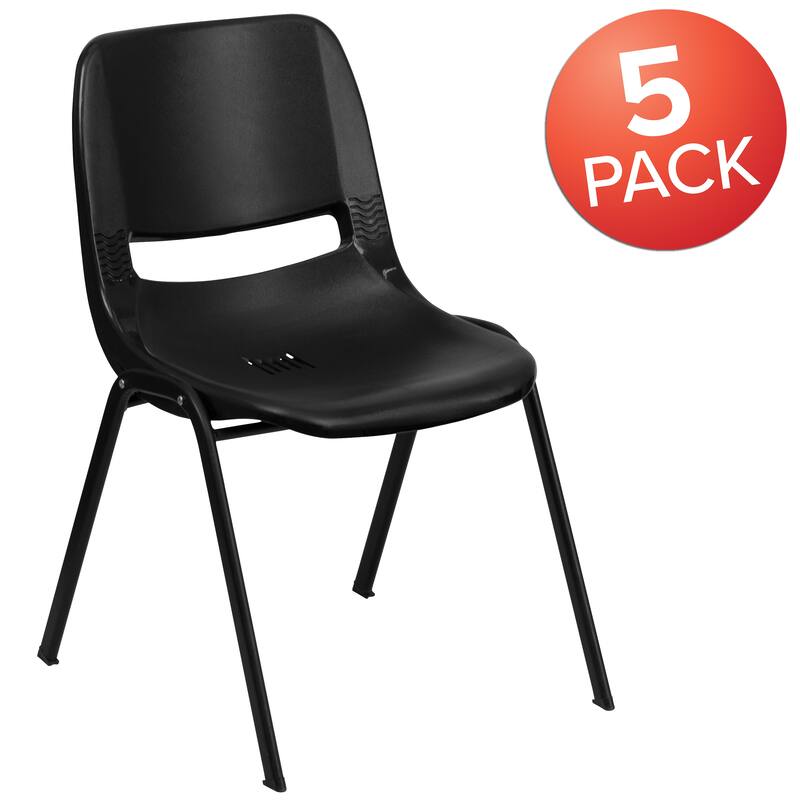 5 Pack 661 lb. Capacity Ergonomic Shell Stack Chair