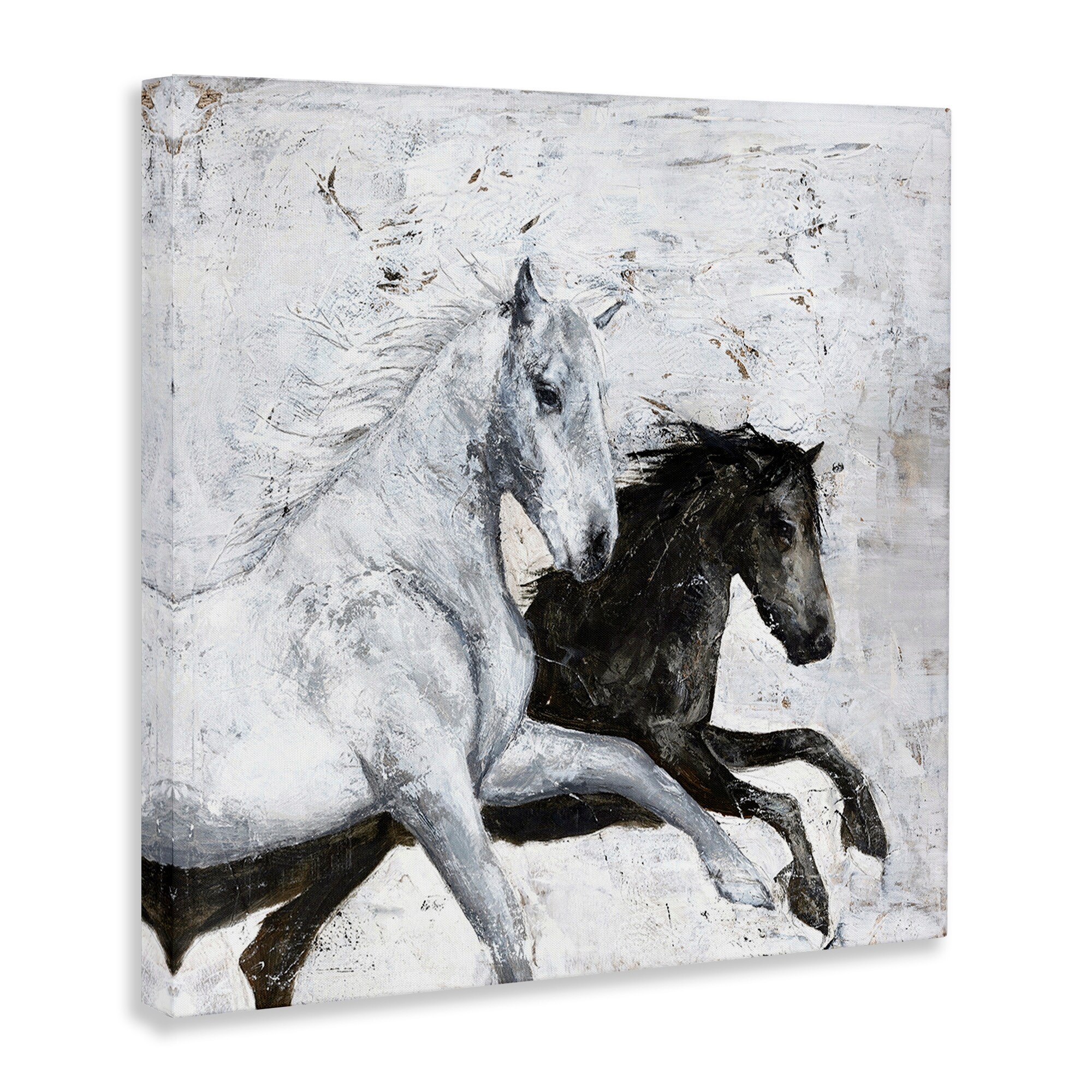 Stupell Wild Horses Racing Rustic Abstract White Canvas Wall-image